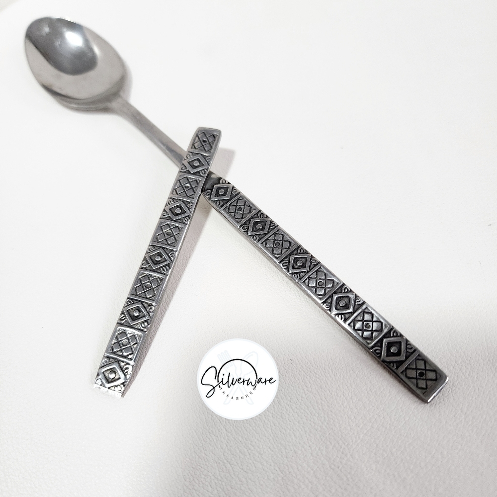 1960's stainless steel 'Vegas' Geometric Ring - Picture 2 of 3